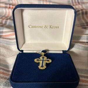 Camrose & Kross Gold and Blue Cross Pendant